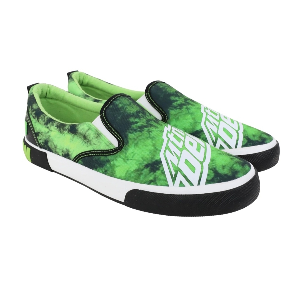 Mountain Dew Green Slip-On Sneakers Skater Soda Pop Size 11
